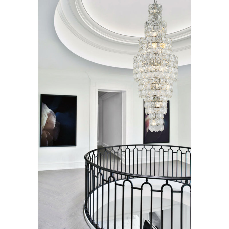 Katyusha Transitional 28-Light Crystal Chandelier , Chrome