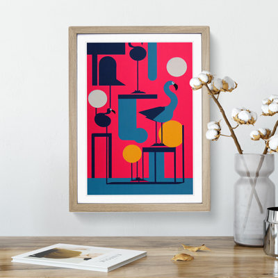 Artistic Flamingo Abstract - Wall Art