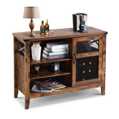 Industrial Design Wine Cabinet with Storage Wine Rack, 6 color LED Lights by August Grove