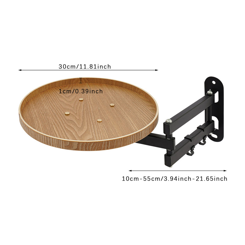 Wall Mounted Foldable Table With Wood Finish Space-Saving Bedside, Sofa & Small Room Desk