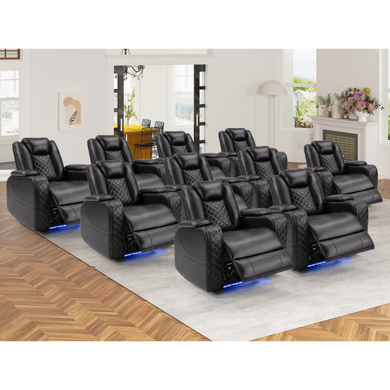 36.2" Wide Modern Upholstered Padded Arm Power Controlled Recliner Home Theatre Seating With Storage (Set of 10)