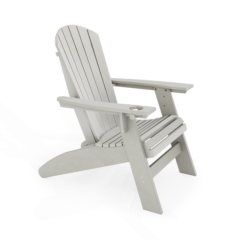 Chaise Adirondack, bois d'œuvre robuste en polyéthylène haute densité pour la piscine, le patio et le jardin, Gris foncé