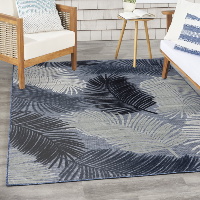 Nourison Suncoast 4' x 6' Denim Tropical Rug, Rectangle 4' x 6', Denim