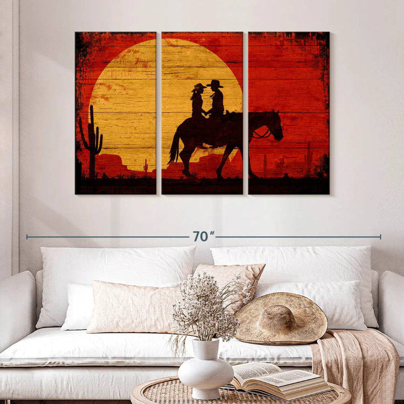 Lelar Wooden Cowboy Romance, 32" H x 50" W