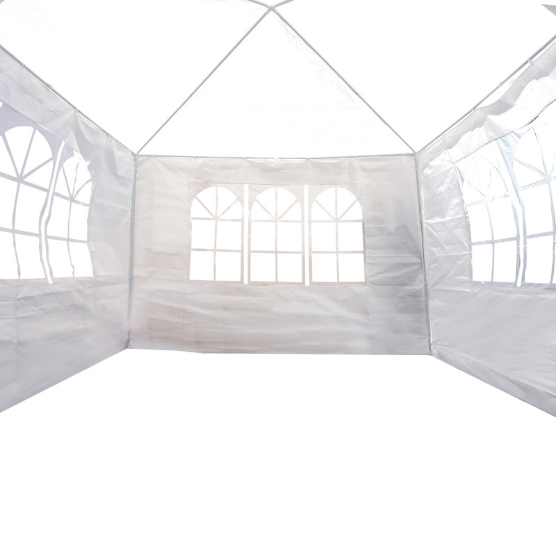 Auvent d'extérieur 10 x 10 pi - et mariage en tissu respirant avec parois latérales amovibles et ventilation, Blanc