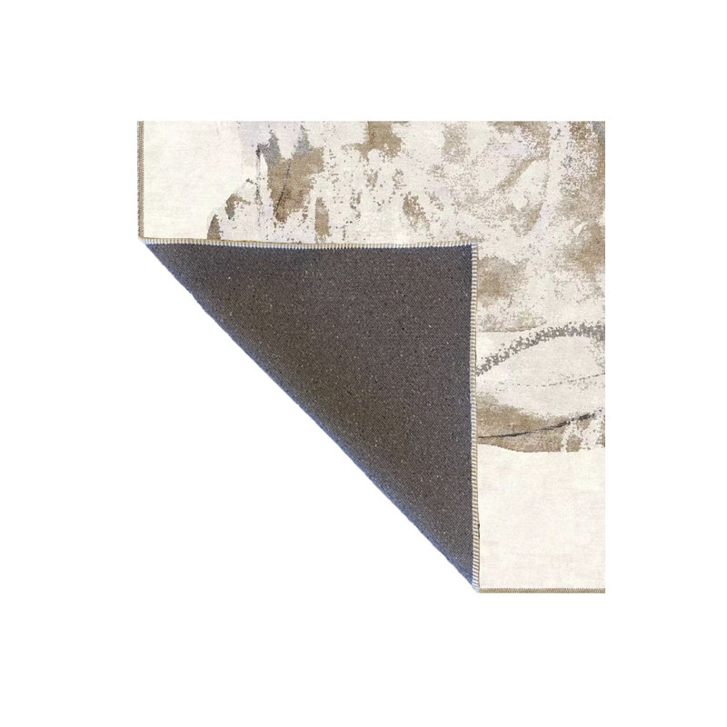 Tapis décoratif lavable à motifs de couleur crème, Sous-tapis rectangulaire de 3 pi 3 po x 4 pi 11 po