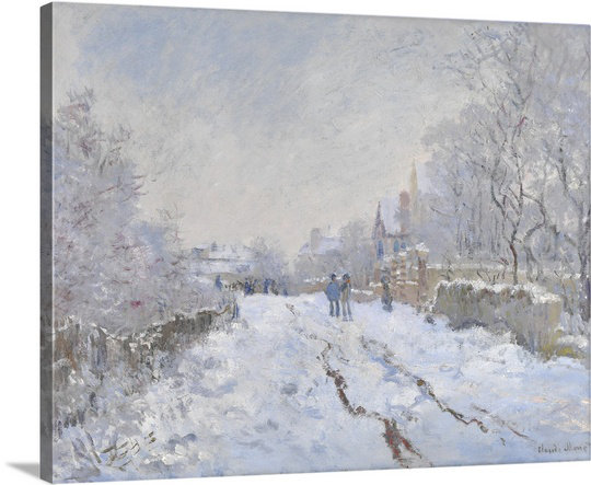 «Snow Scene at Argenteuil» par Claude Monet, reproduction d'art sur toile tendue, 16" H x 20" L x 1,5" D