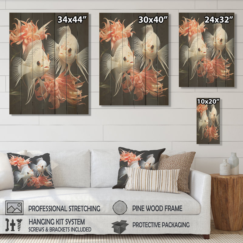 «Coral Classical Buttefly Fish Symphony - Poisson papillon sur bois», H 32 po x l 24 po