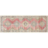 One-of-a-Kind Hand-Knotted 1960s 4'7" x 12'10" Runner Wool Area Rug in Red/Gray/Beige