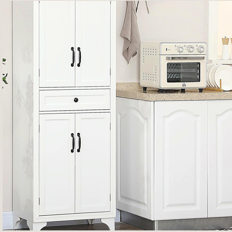 Armoire de cuisine de 67 po de hauteur, armoire de rangement 4 portes avec tiroir et tablettes réglables