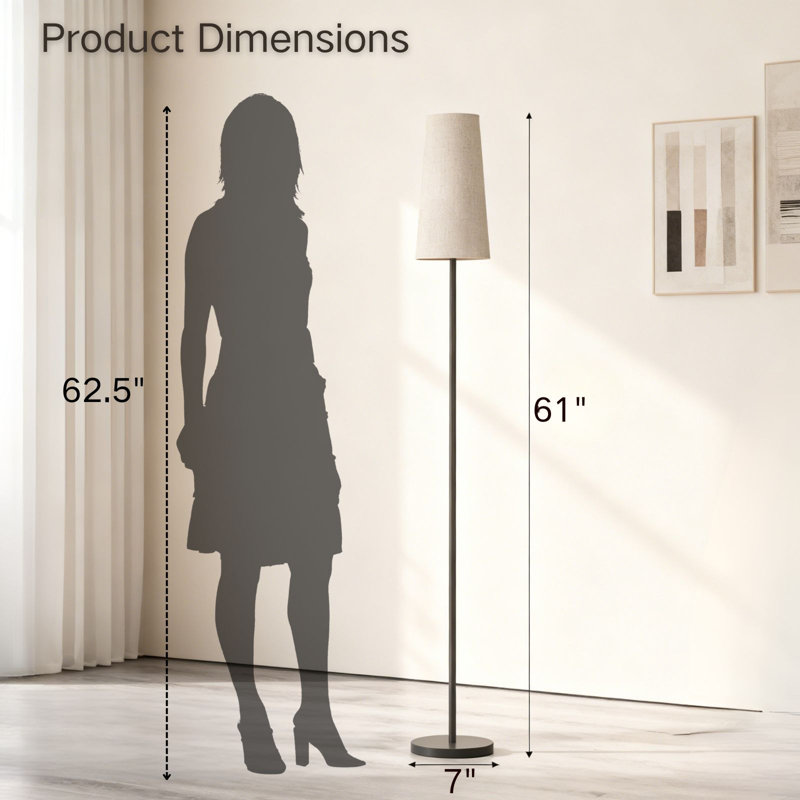 Lampe sur pied traditionnelle 61 "à intensité variable avec ampoule incluse, Noir, Beige