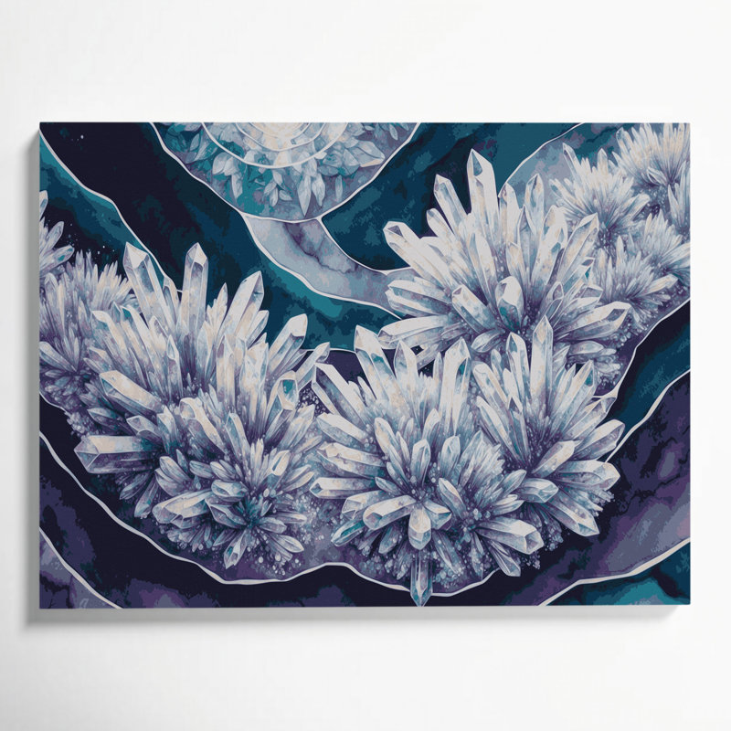 Art mural sur toile gris avec motifs de croissance cristalline, H 8 po x l 10 po