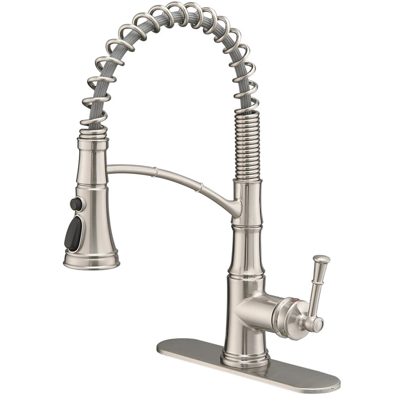 Single-Handle Pull-Down Sprayer 3 Spray Kitchen Faucet, Brushed Nickel
