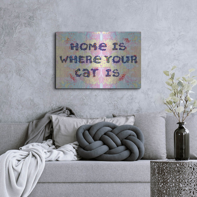 Art mural en métal Trinx «Home Is Where Your Cat Is» par Dean Russo, H 24 po x l 36 po