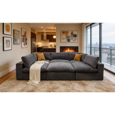Canapé modulaire rembourré avec coussins décoratifs Upholstery