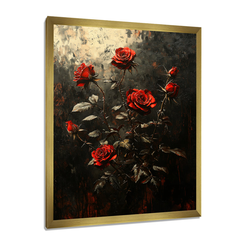 Blevins - Floral Canvas Wall Art, 40" H x 30" W, Reproduction encadrée d'une seule photo, Gold
