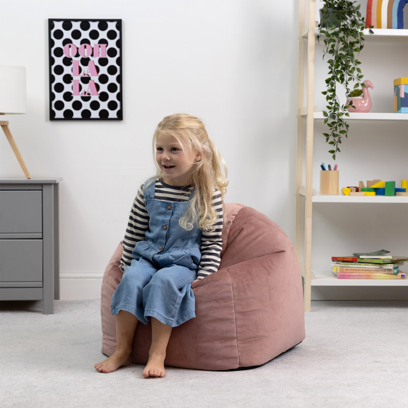 Kids Kingston Velvet Bean Bag, Dusk Pink