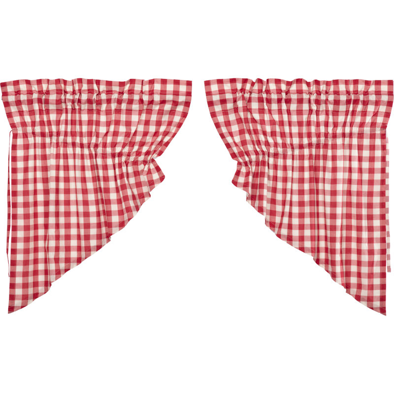 Annie Buffalo Check Plaid Cotton Swag 36" Window Valance, Country Red/Antique Cream