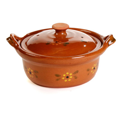 Batterie de cuisine ancienne, pot de cuisine mexicain à couvercle en argile, moyen, terre cuite, 3,5 pintes