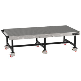  (CTE) Classroom Welding & Fixture Table, Carbon Steel Top, Mobile, Casters, Handle, Powdercoat Legs