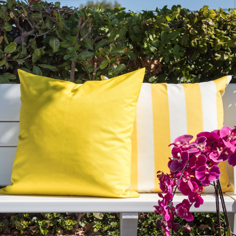 Rosemary Outdoor Throw Pillow, Yellow, 20" x 20"