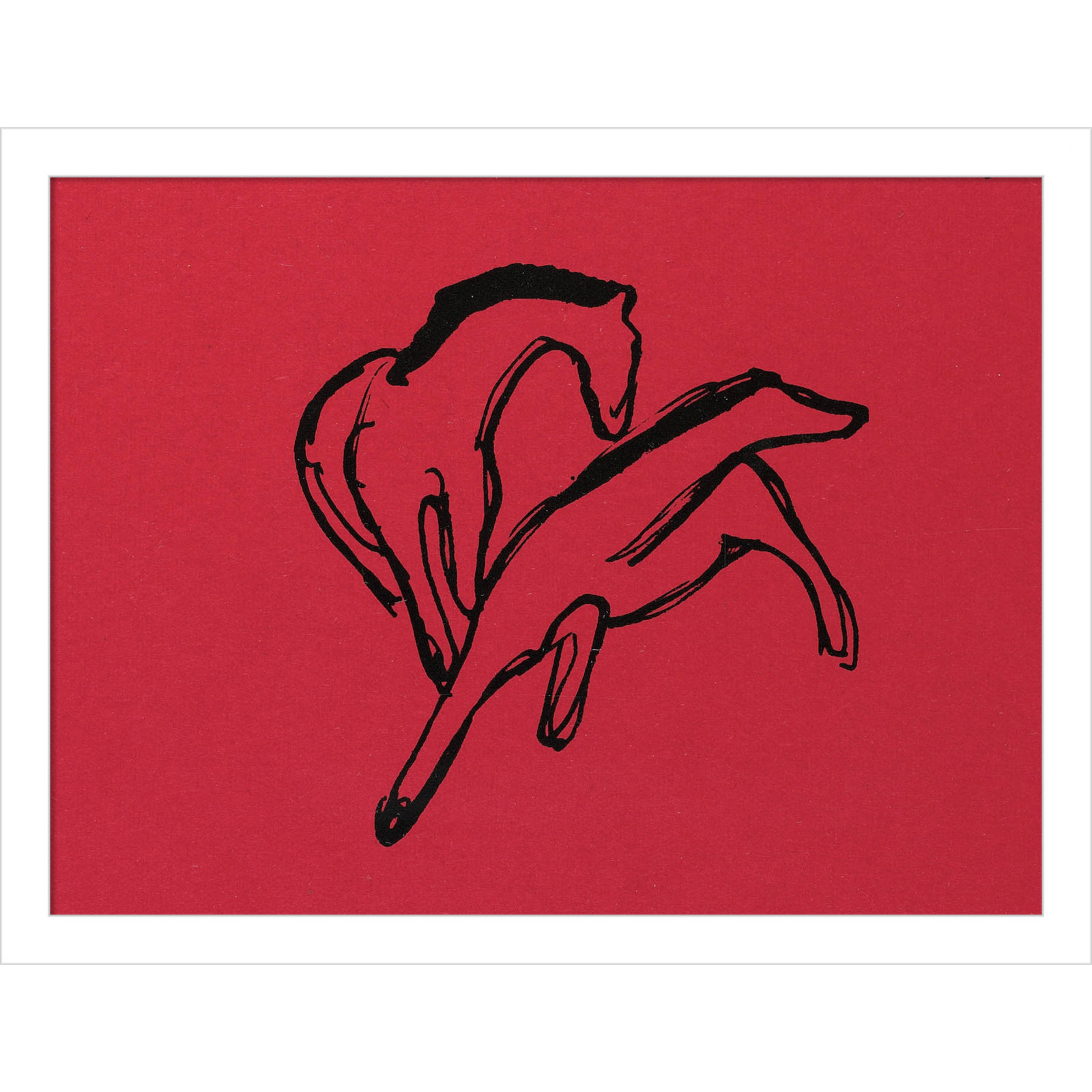 Two Horses Print by Franz Marc, White, 13" H x 17" W