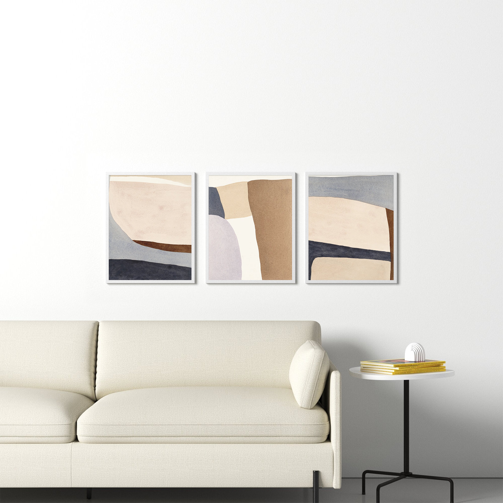 Divided "Divided by 3 in Blue" Print, 30" H x 72" W, White