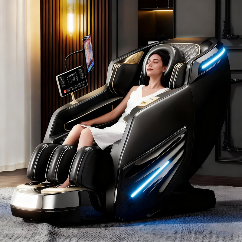 Fauteuil de massage électrique noir multifonctionnel ergonomique