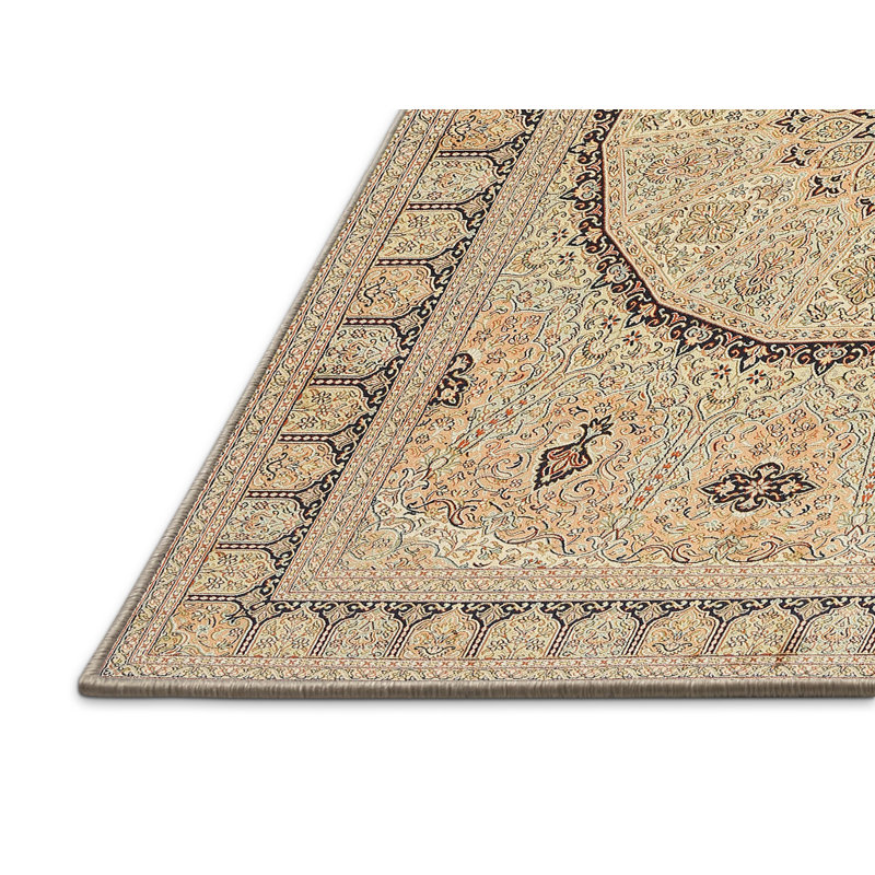 Tapis gris/noir/beige traditionnel, Rectangle 6 pi x 9 pi