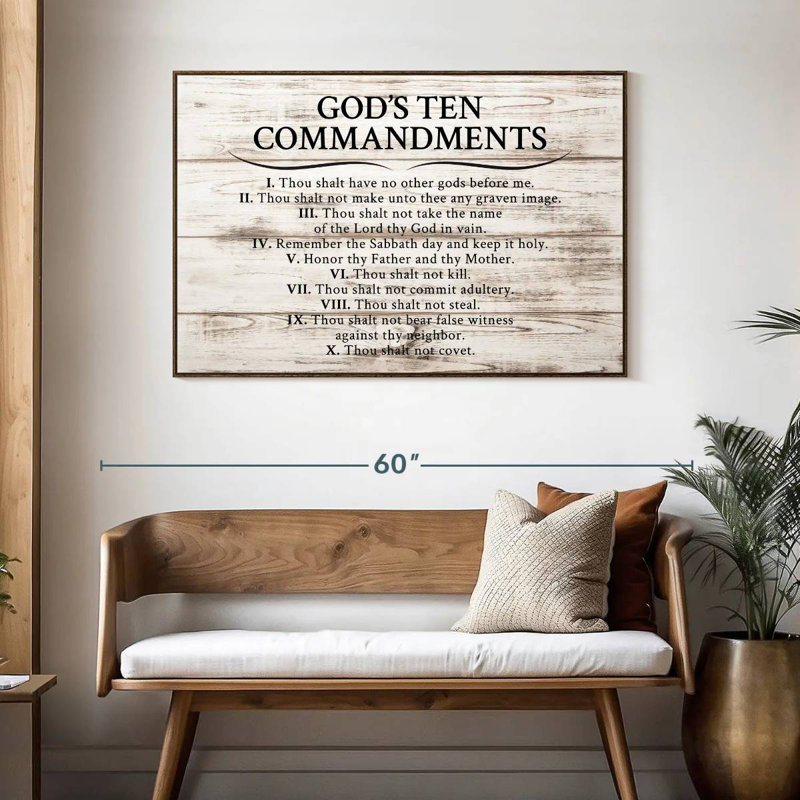 God's Ten Commandments, 46" X 31", Floating Frame Walnut