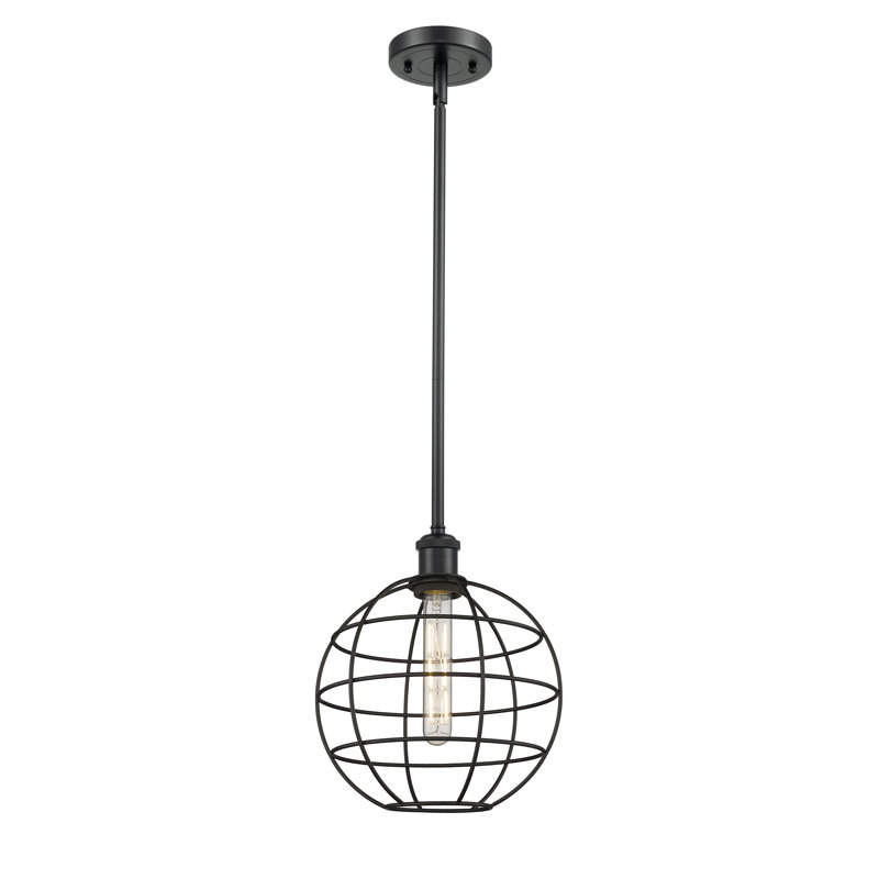 Luminaire suspendu à tige 1 lumière 16 po Ballston Lake Placid, H 12,75 po x l 9,5 po x P 9,5 po, Noir mat