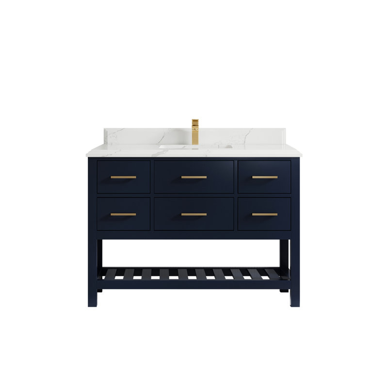 Parker 48'' Single Bathroom Vanity with Top, Calacatta Laza