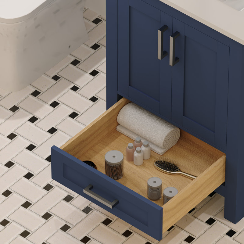 Single Bathroom Vanity Set, Navy Blue, 24"