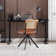 Markwart Armless Swivel Tufted Leather Task Chair with Rattan Low Back and Black Steel Frame