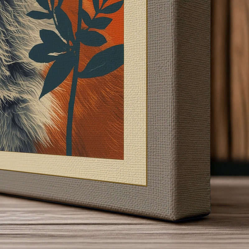 Fox Among Botanicals Boho - Wrapped Canvas, 30x20 - 76.2 x 50.8 cm, Taupe Border