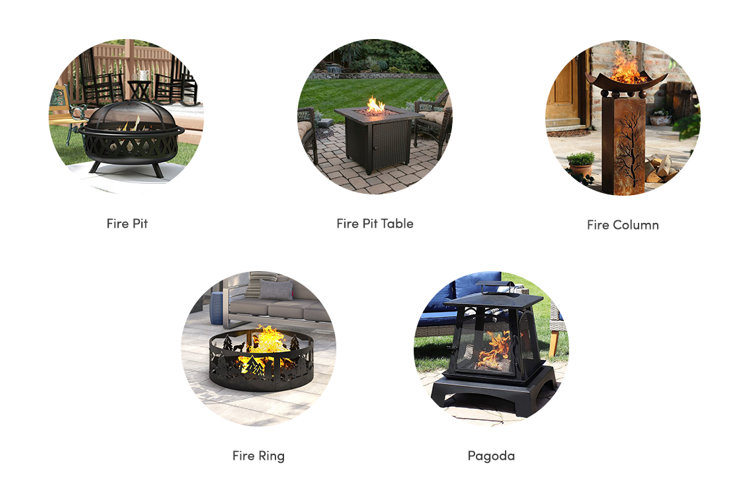 collage of the types of fire pits.