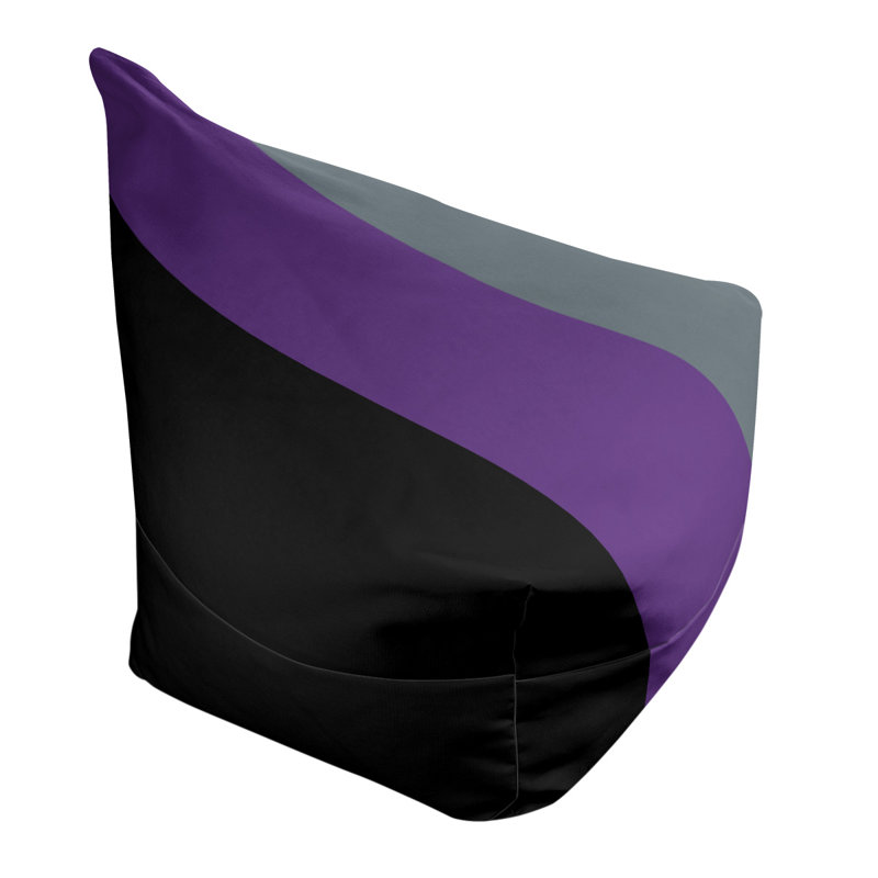 Sacramento Bean Bag Chair & Lounger, 31" x 38" x 42", Black/Purple/Slate Gray