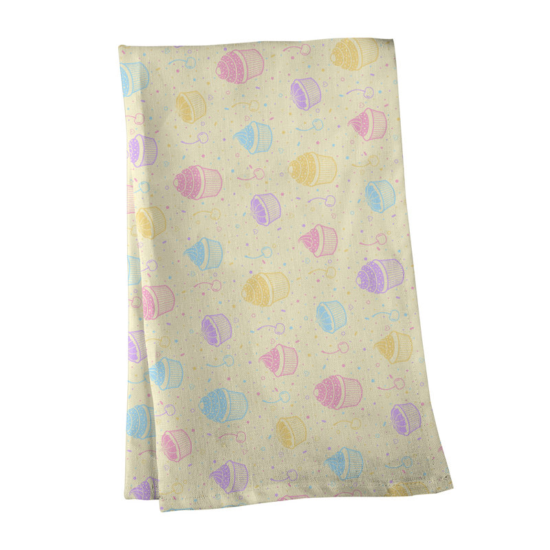 Serviette à thé classique à motif petits gâteaux Mcguigan, Polyester sergé, Beige / jaune / mauve