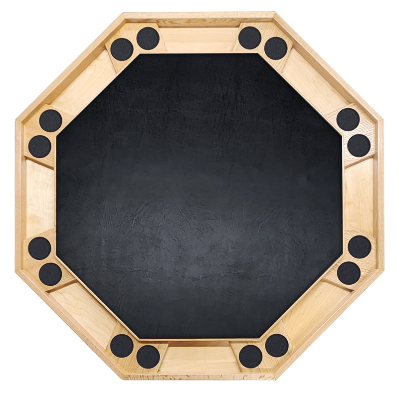 Table de poker 52 po, Naturel, Vinyle noir