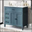 Meuble-lavabo bleu 36 po avec lavabo, structure durable, panneau de fibres à densité moyenne, rangement spacieux et design moderne pour tout décor