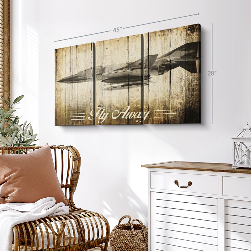 «Rustic F-4 Phantom Avion» sur toile, H 28 po x l 45 po x P 1,25 po