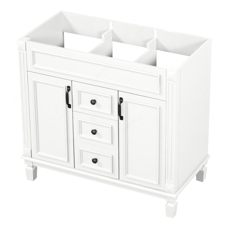 Meuble-lavabo 36 po sans lavabo supérieur, armoire seulement, armoire de rangement moderne avec 2 portes à fermeture douce et 2 tiroirs