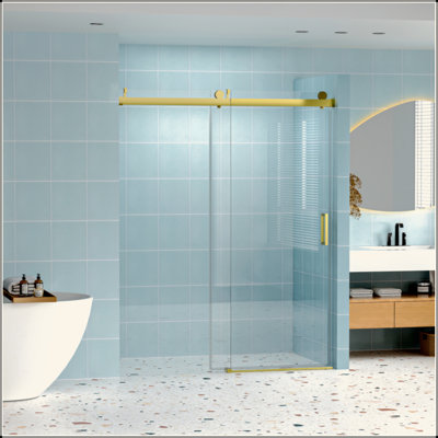 Frameless Soft-Closing Single Sliding Shower Door, 1/4" (6Mm) Tempered Glass With Explosion-Proof Coating Via Express Delivery