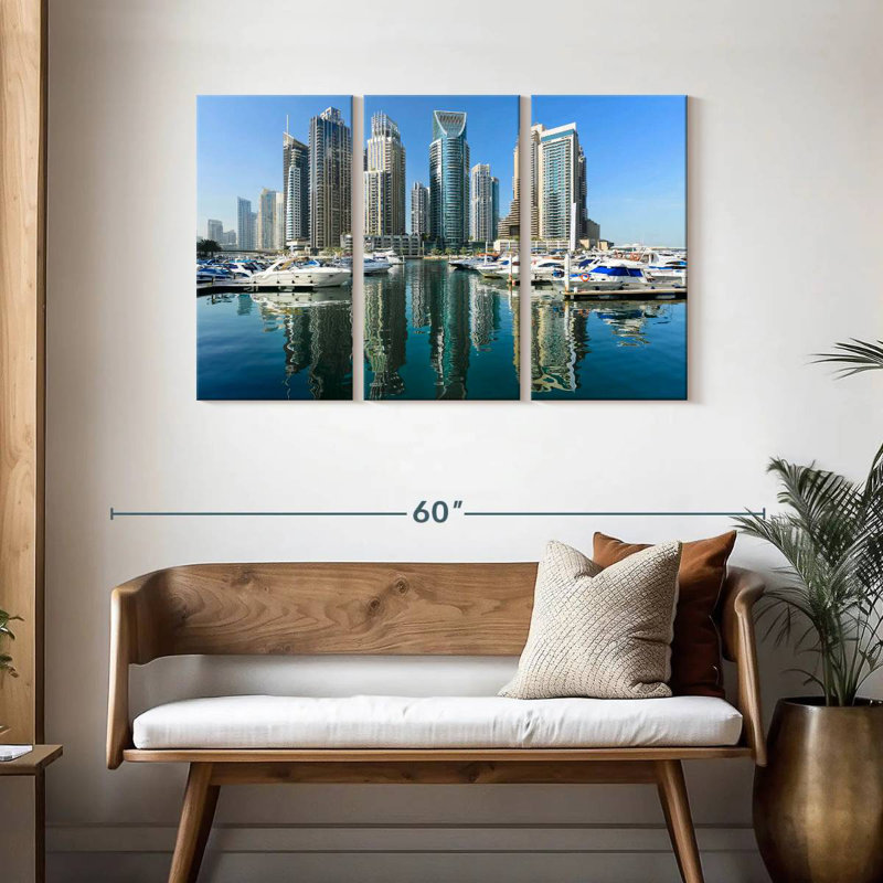 Boats At Dubai Marina, 28" H x 45" W