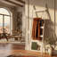 5-Tier Rustic Towel & Blanket Ladder with Wood Grain Accents