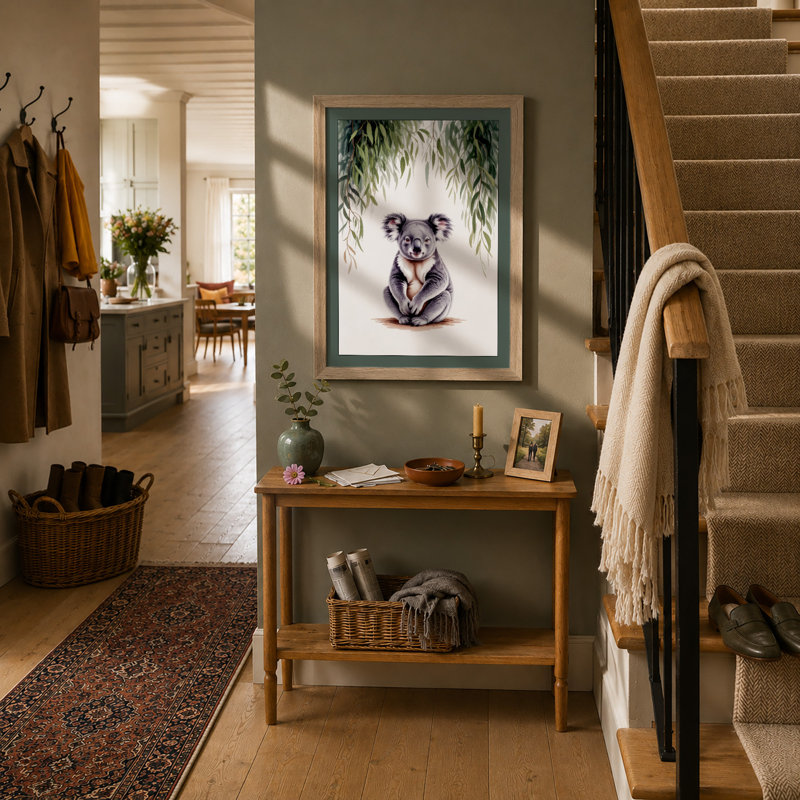 Contemplative Koala Boho - Framed Print, Oak, A4 - 29.7 x 21.0 cm
