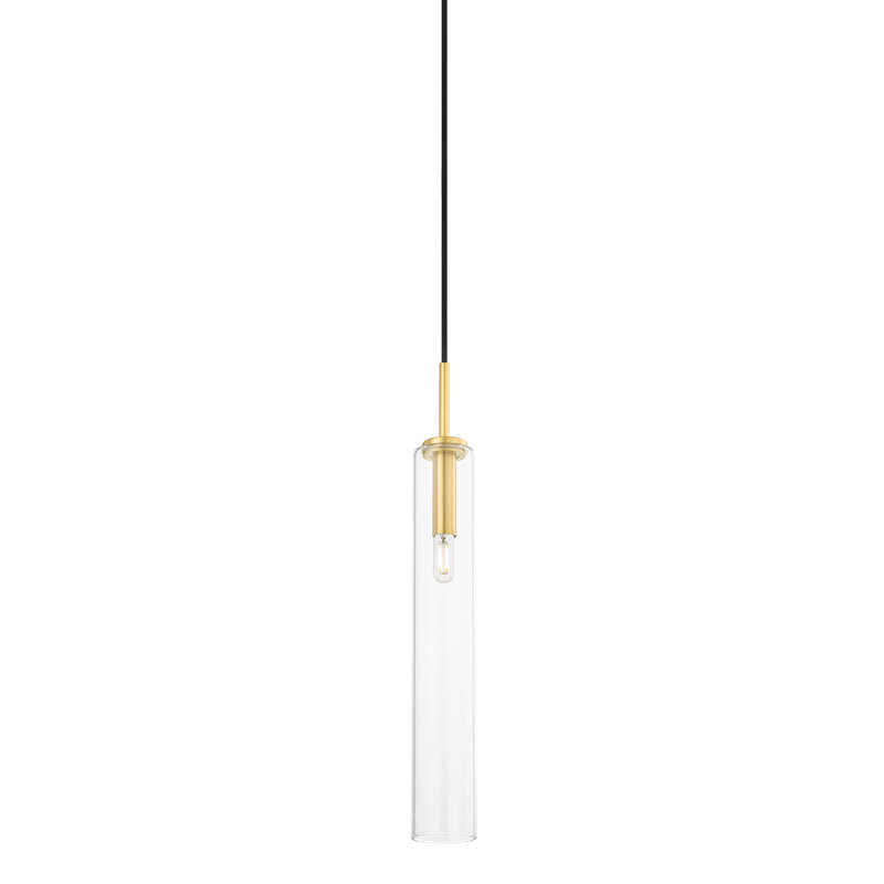 Nyah Aged Brass and Clear Glass 1-Light Pendant