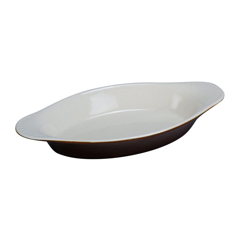 Yanco Accessoires porcelaine galloise ovale Rarebit, Blanc / Brun