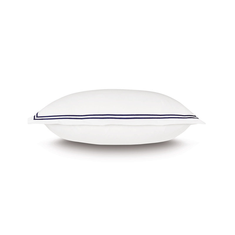 Enzo 100% Cotton Pillow Sham, White/Navy, King