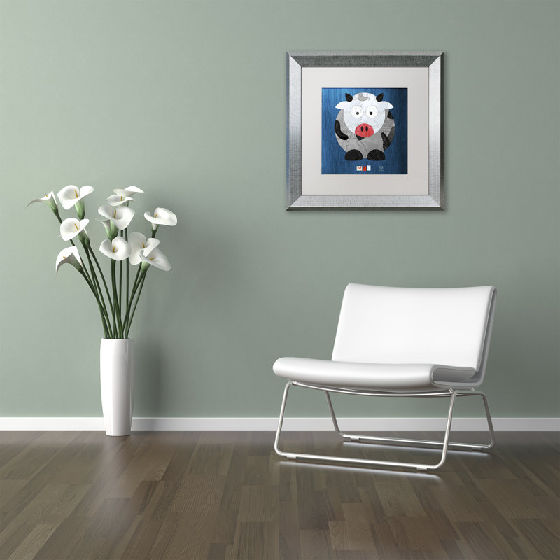 « moo the cow square », art encadré Steve, H 16 po x l 16 po x P 0,5 po